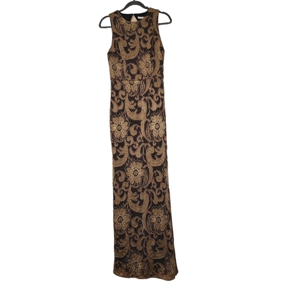 Alice & Olivia Roxie Bronze Black Lace Diamond Back Cut out Gown Event Dress - Picture 5 of 16